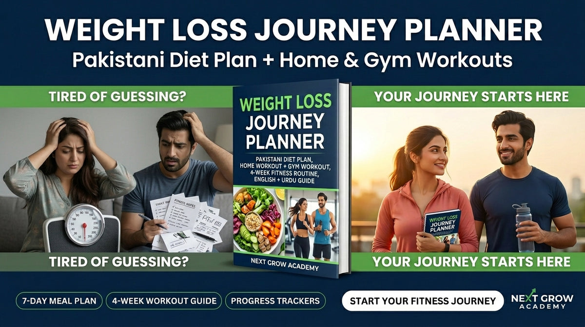 The Complete Weight Loss Journey Planner | Pakistani Diet Plan, Home Workout & Gym Workout Guide for womens & mens