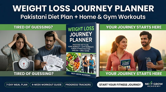 The Complete Weight Loss Journey Planner | Pakistani Diet Plan, Home Workout & Gym Workout Guide for womens & mens